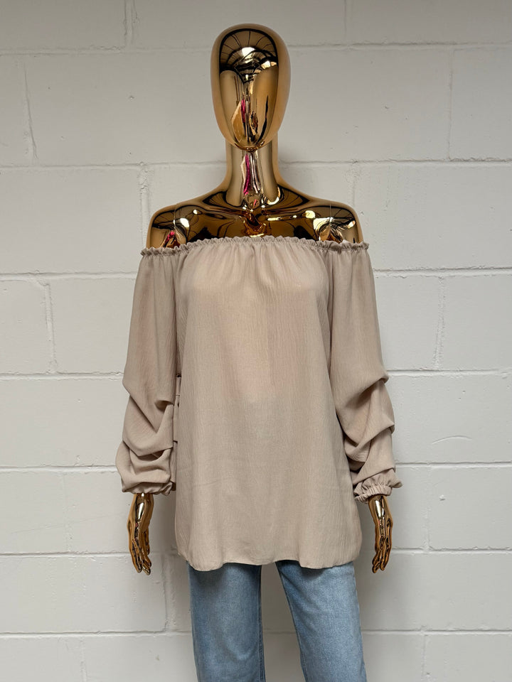 Bardot Ruched Sleeve Top (4 Colours)