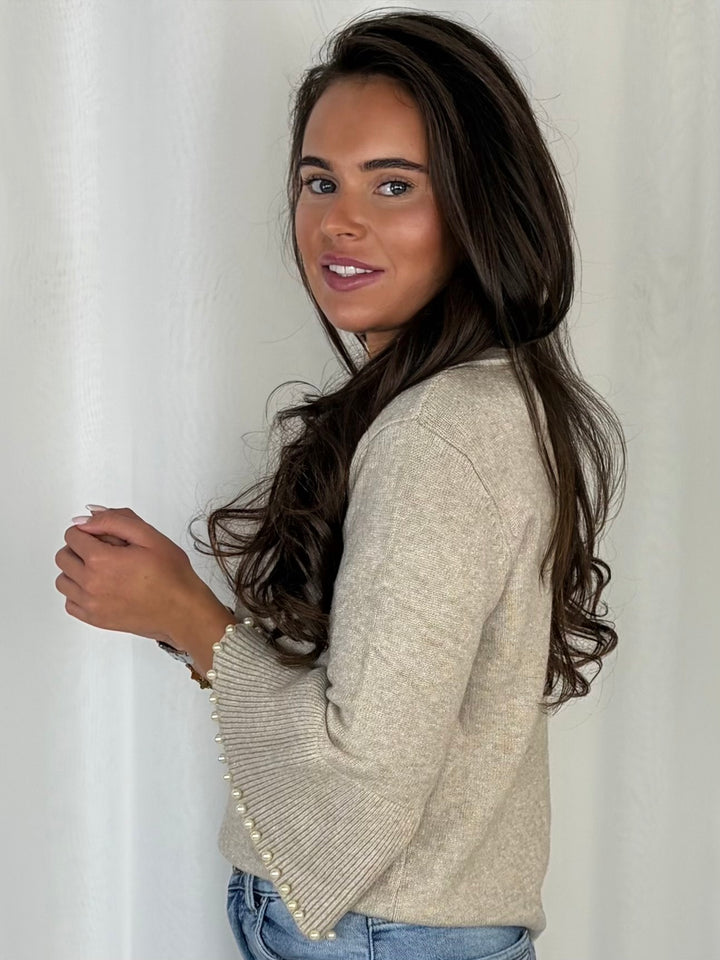 Pearl Embellished Sleeve Knit Top (6 Colours)