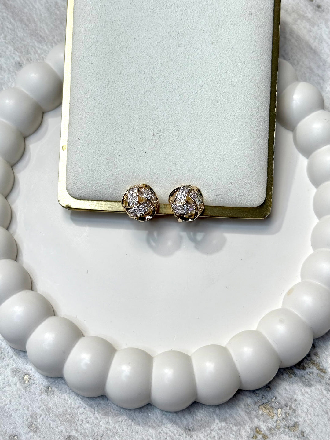 Diamonte Knot Clip On Earrings