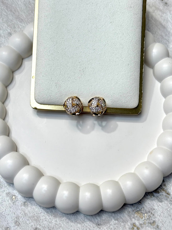 Diamonte Knot Clip On Earrings