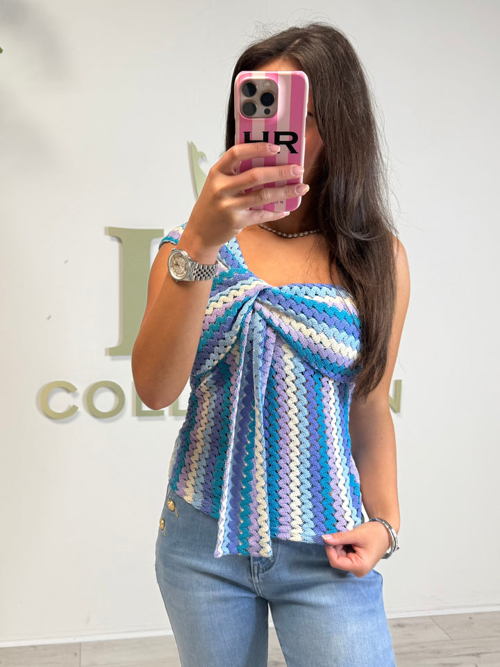 Purple/Blue Zigzag Twist Style Top