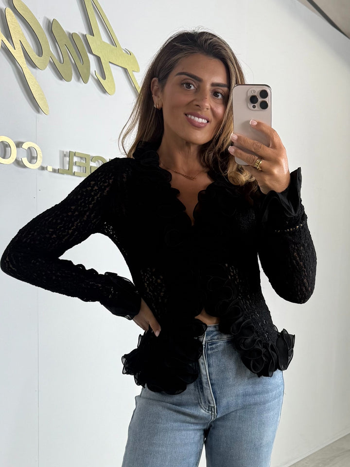 3D Ruffle Lace Detail Top (2 Colours)