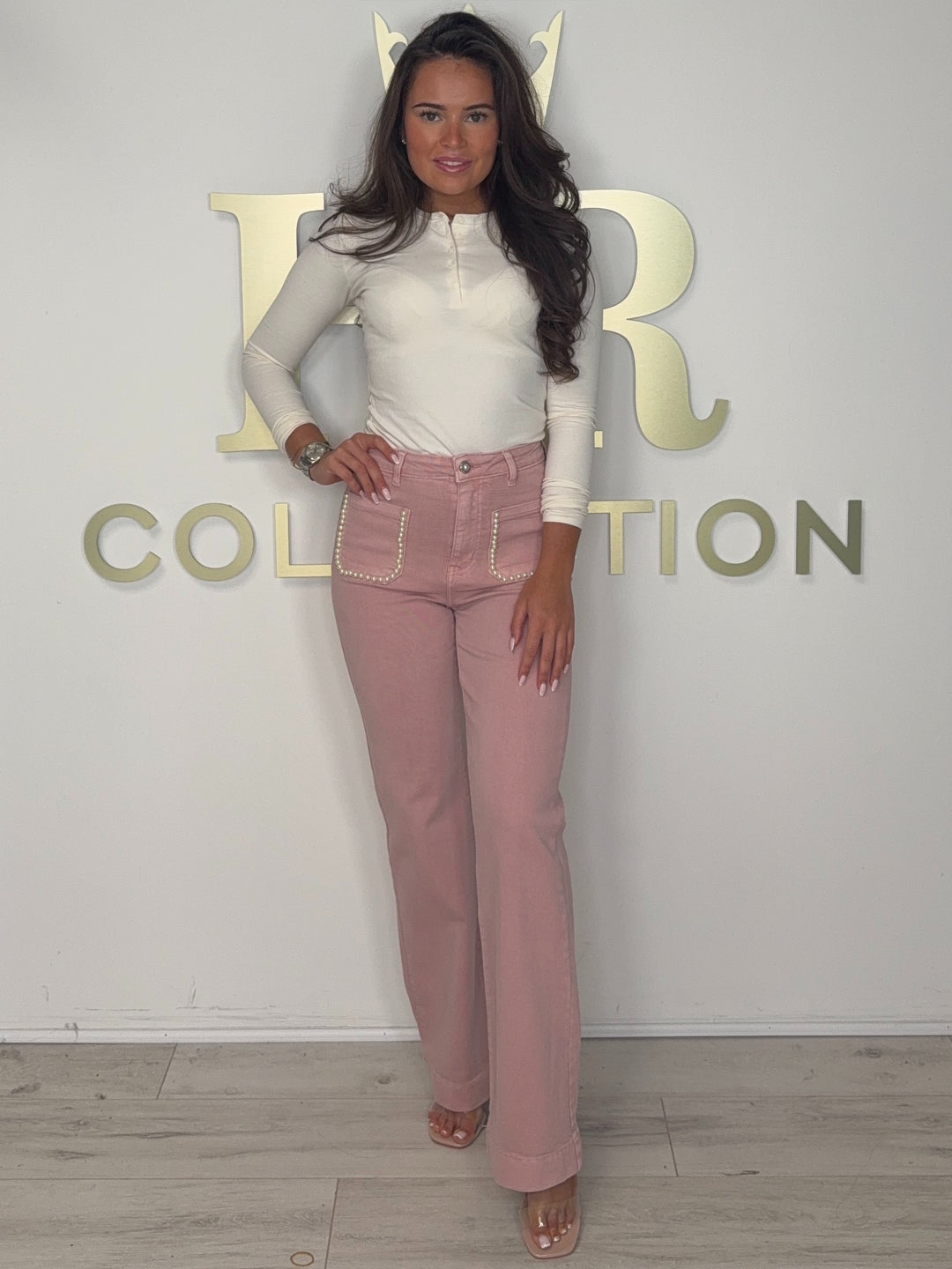 Pearl Pocket Stretch Flare Jeans (2 Colours)