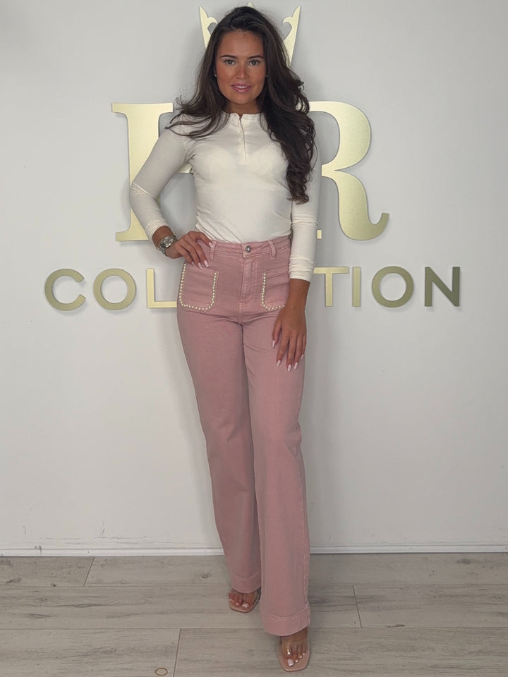 Pearl Pocket Stretch Flare Jeans (2 Colours)