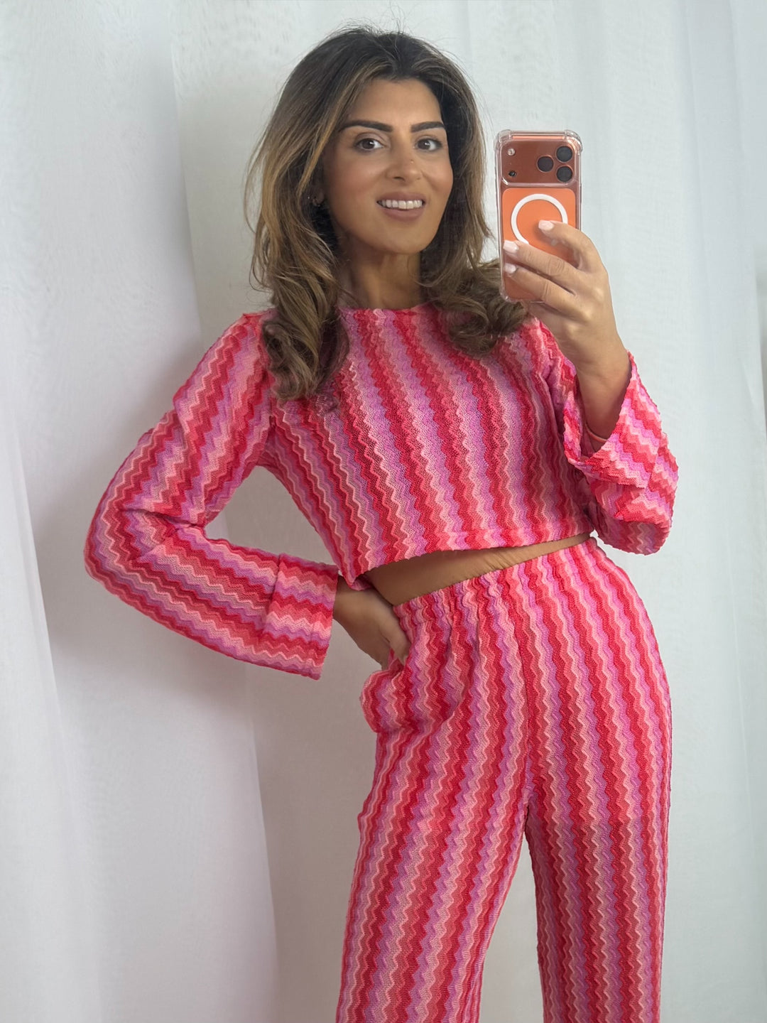 Zig Zag Bell Sleeve Top & Trouser Co-Ord