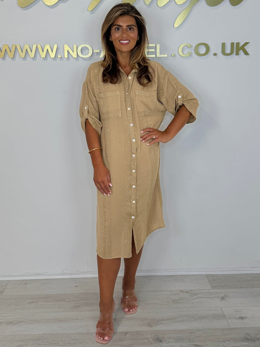 Linen Mix Gold Fleck Midi Shirt Button Up Dress (3 Colours) No Angel Clothing Linen Mix Gold Fleck Midi Shirt Button Up Dress (3 Colours) No Angel Clothing