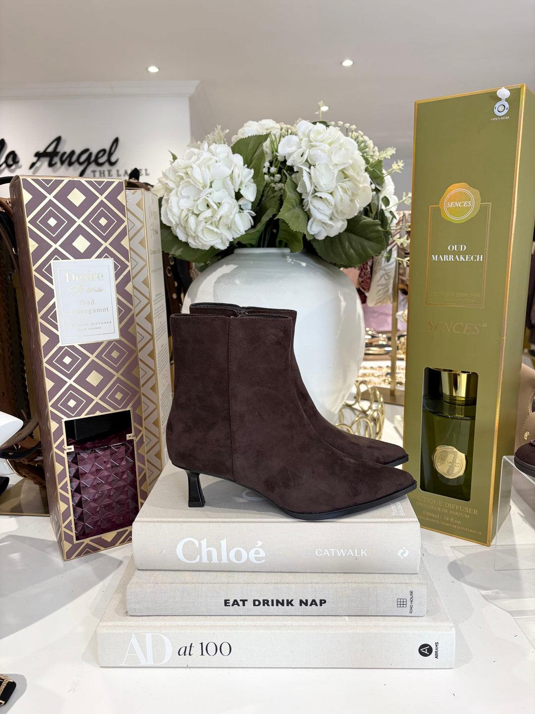 Brown & Black Suedette Ankle Kitten Heel Boot (2 Colours)