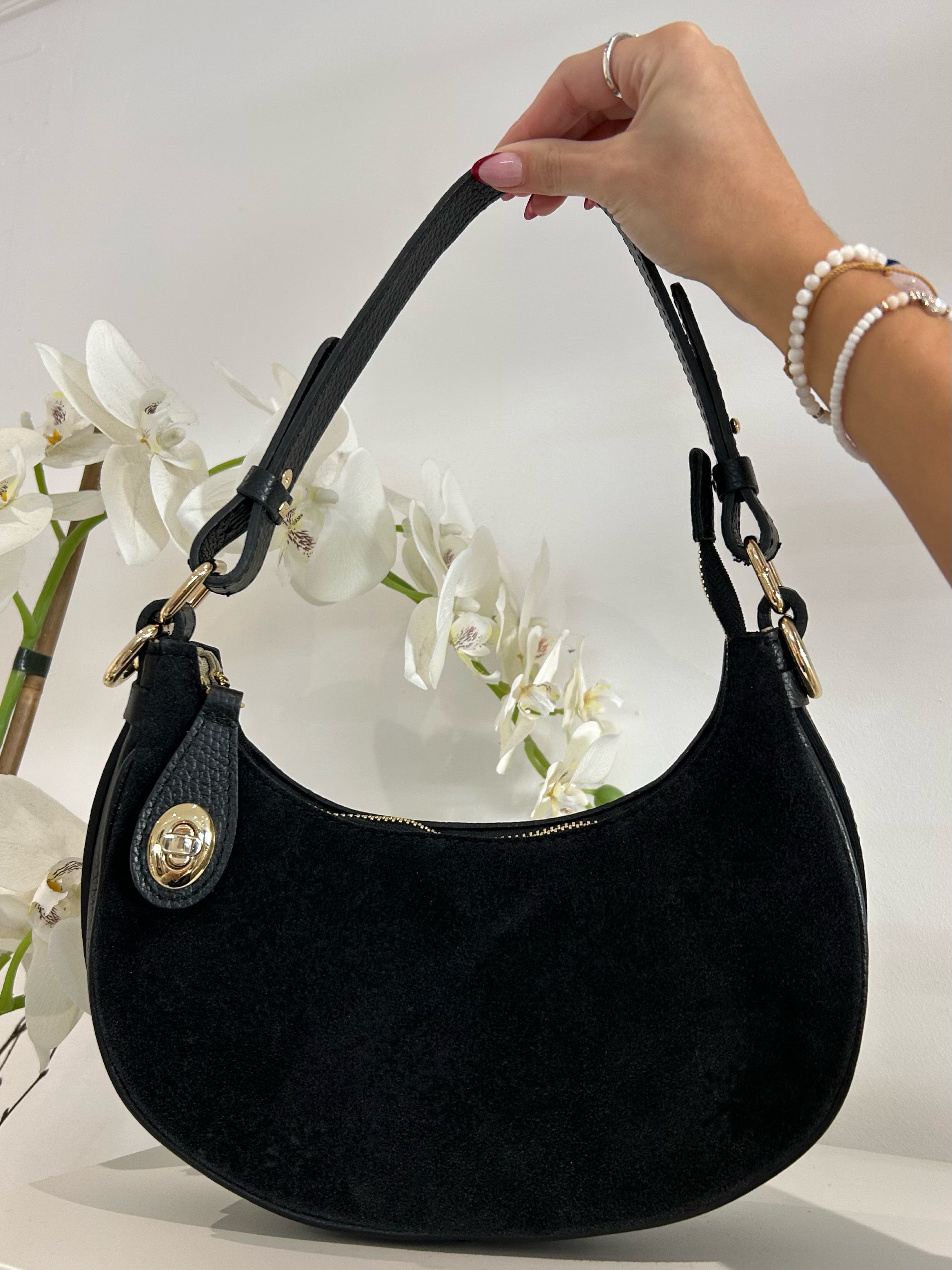 Genuine Leather Gold Detail Hardware Shoulder Bag (5 Colours
