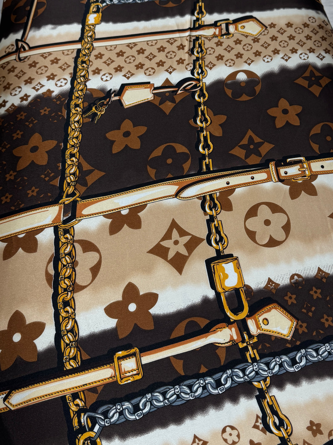Flower Chain Detail Silky Scarf (2 Colours)