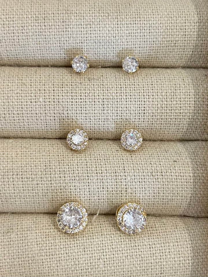 Trio Diamanté Stud Earrings Multi Pack (2 Colours)
