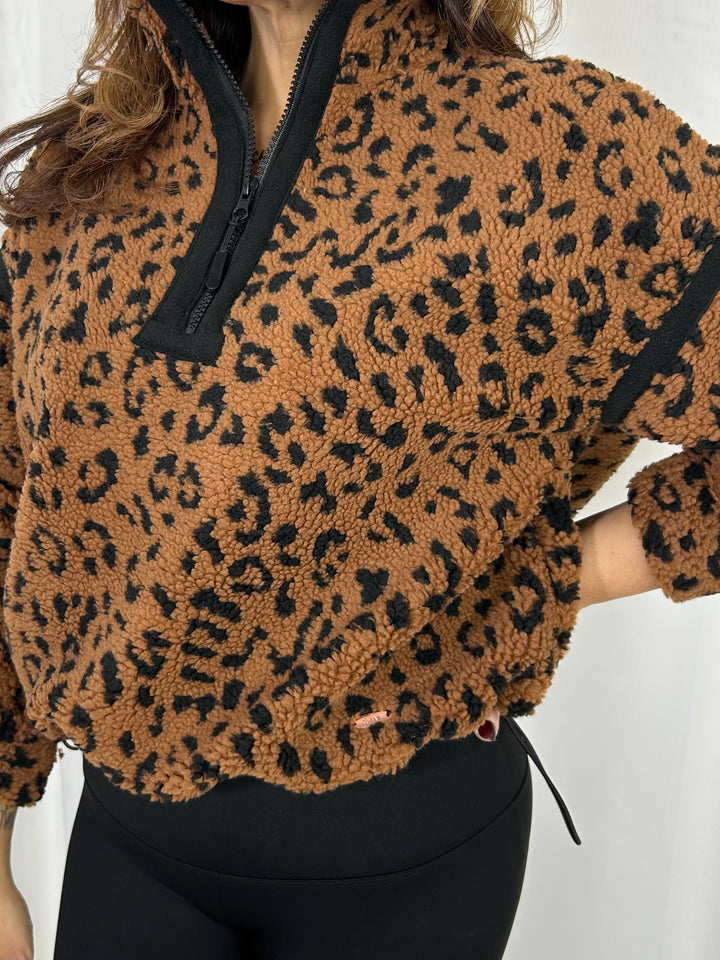 1/4 Zip Leopard Print Fleece