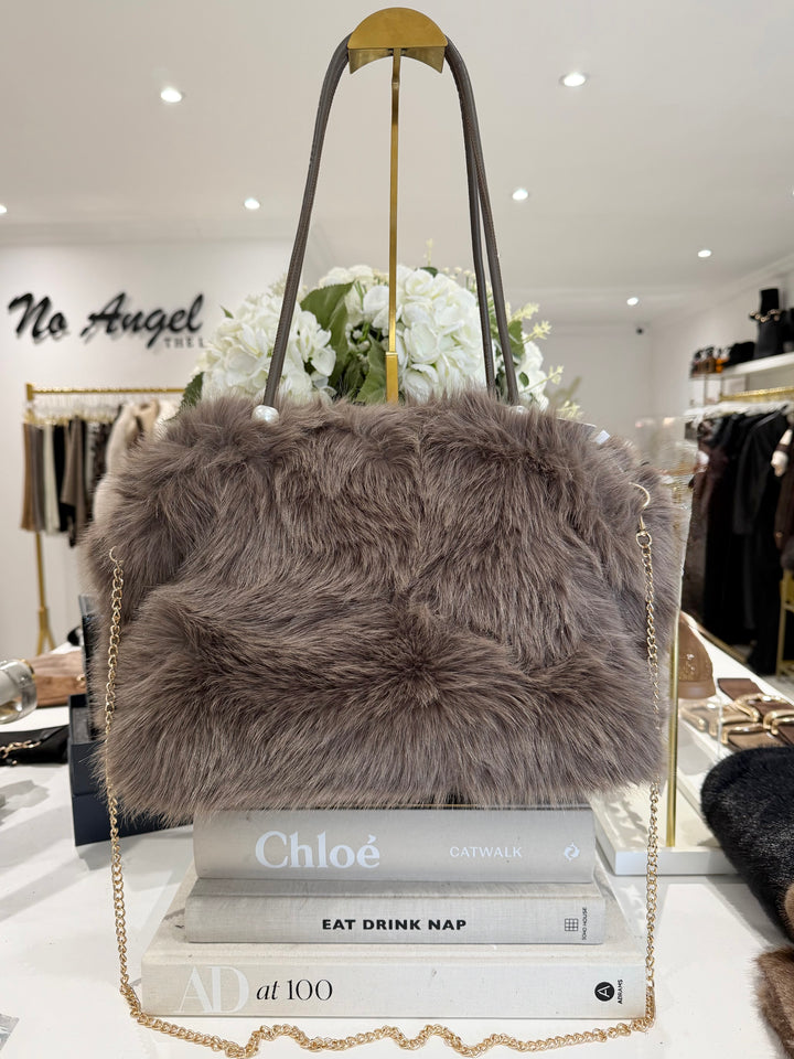 Faux Fur Pearl Strap Detail Bag (2 Colours)