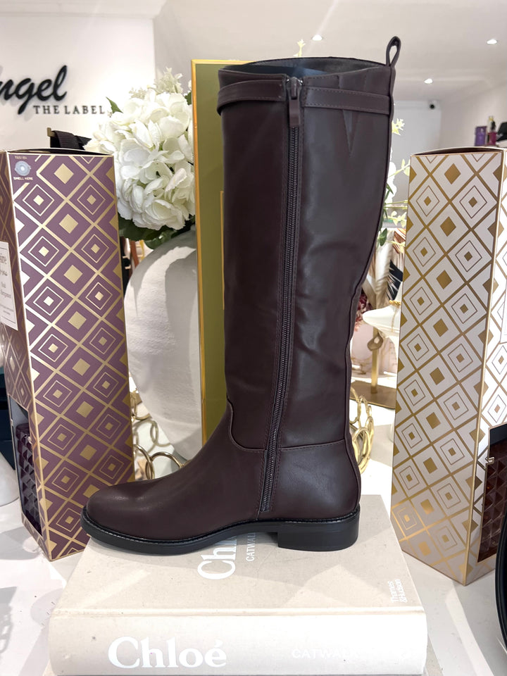 High Gold Buckle Knee High Boots