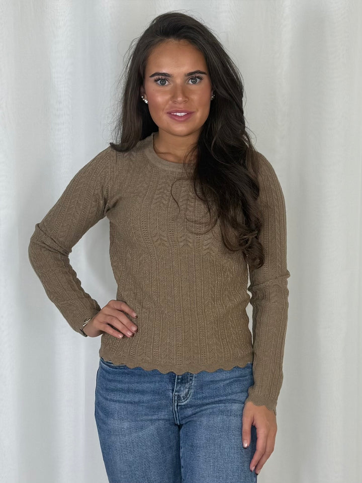 Fine Cable Knit Scallop Hem Jumper (7 Colours)