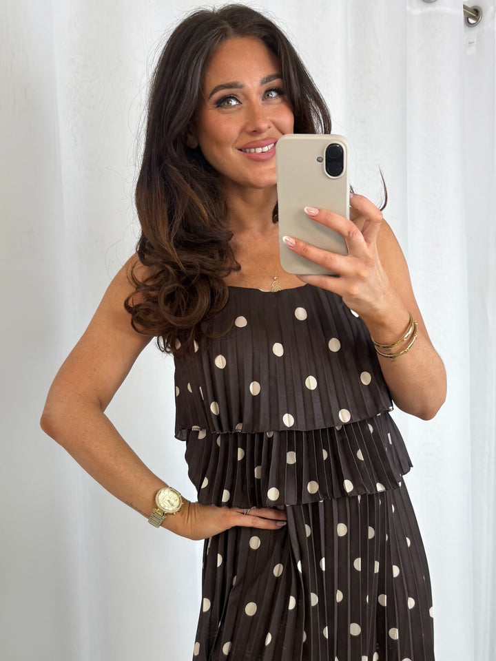 Polka Dot Pleated Maxi Dress (4 Colours)