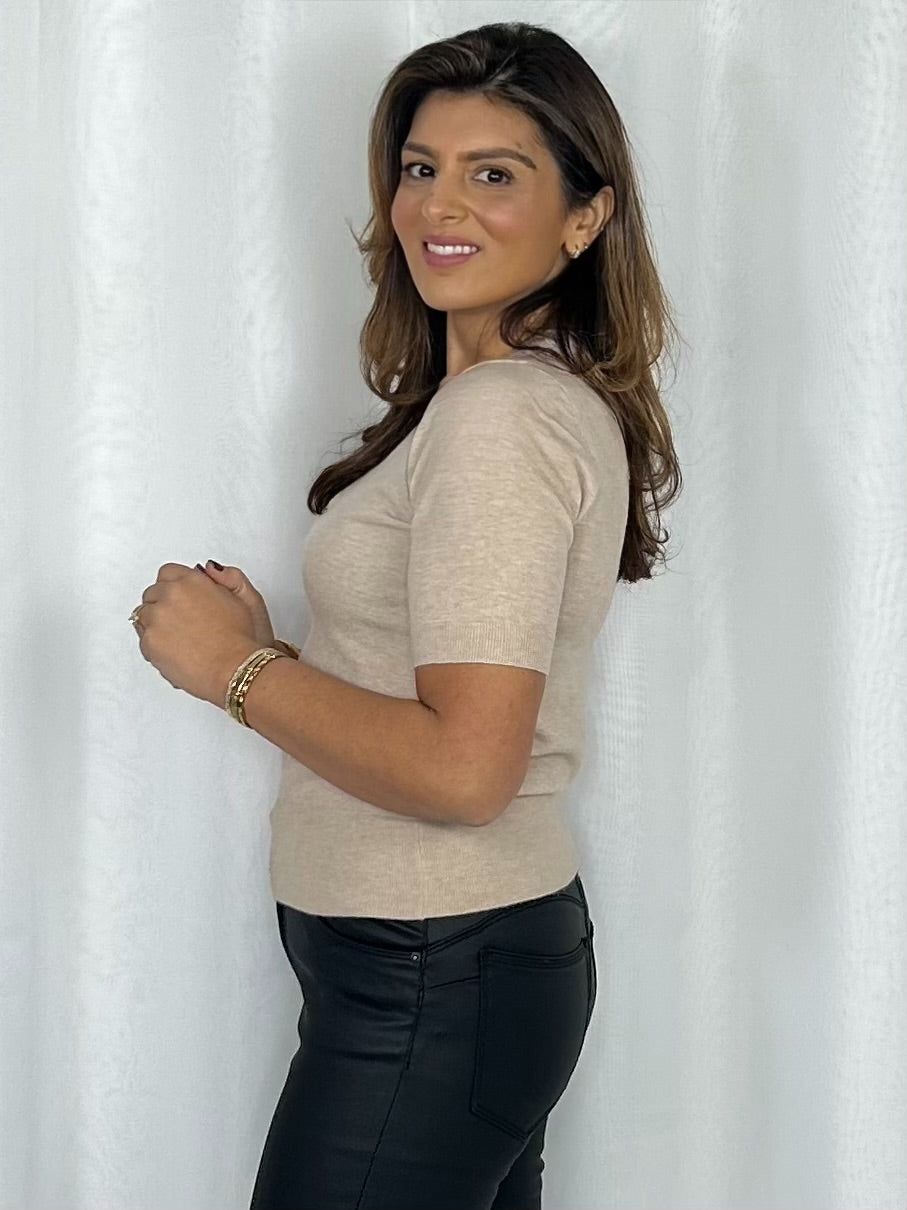 Soft Knit Round Neck Short Sleeve Top (5 Colours)