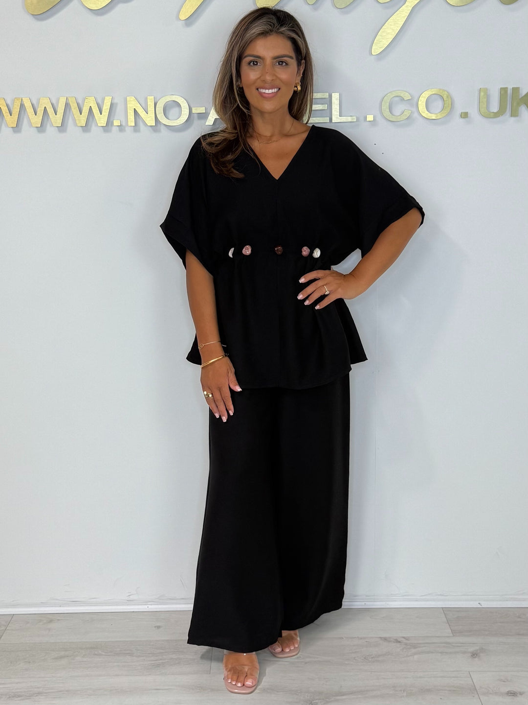 Beaded Belt V-Neck Trouser Co-ord (4 Colours)