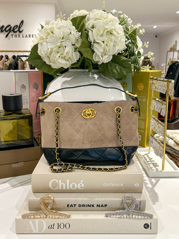 2 Toned Designer Inspired Gold Hardware Handbag (5 Colours)