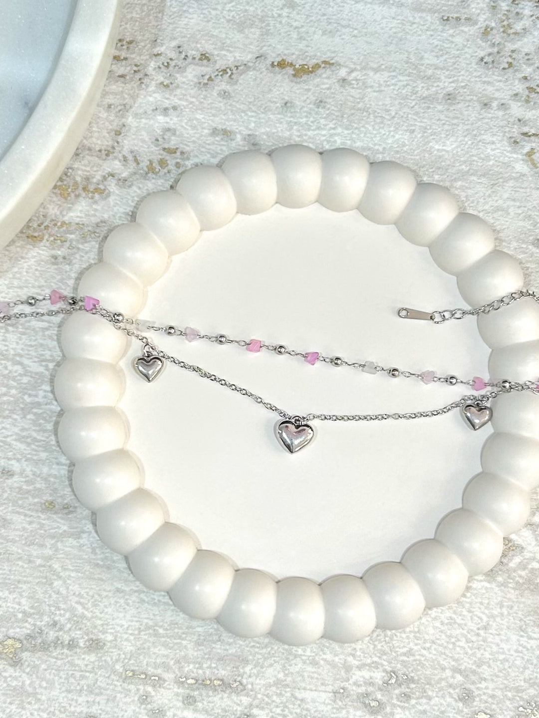 Pink Jewelled Heart Anklet (2 Colours)