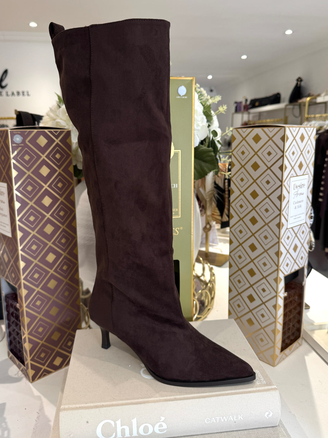 Suedette Slouch Kitten Heel Boots (2 Colours)