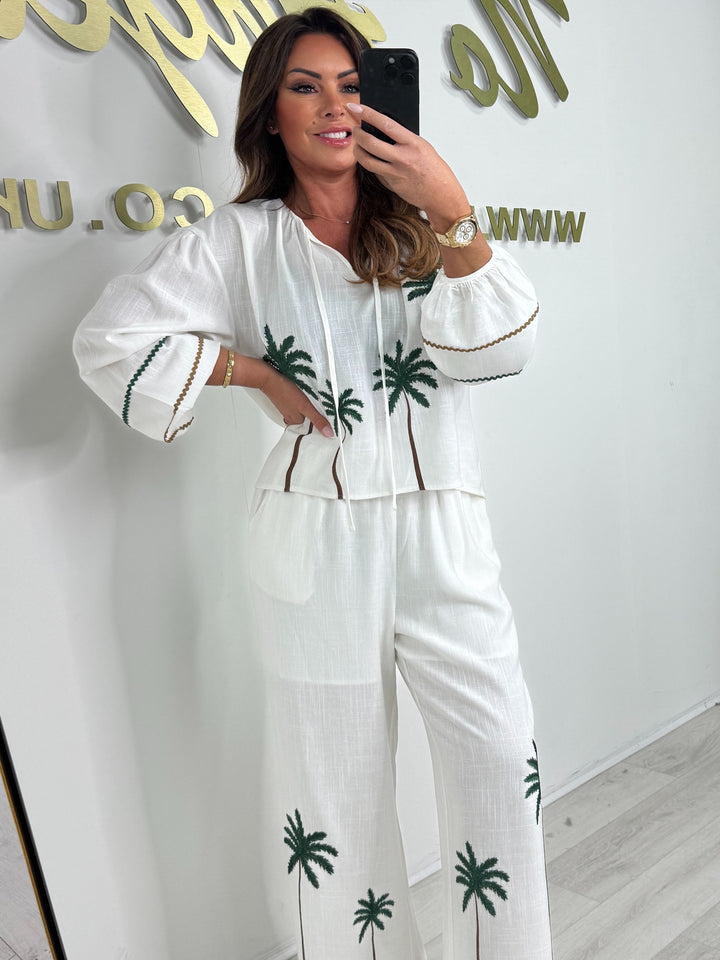 Linen Mix Palm Tree Co-Ord (2 Colours)