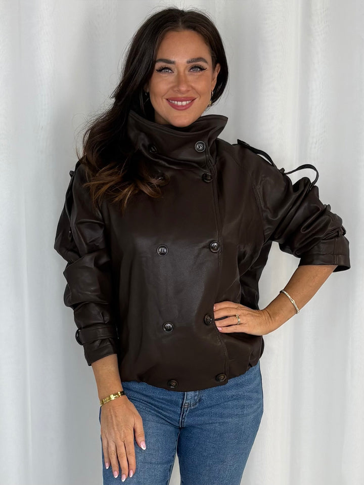 Brown Faux Leather Jacket