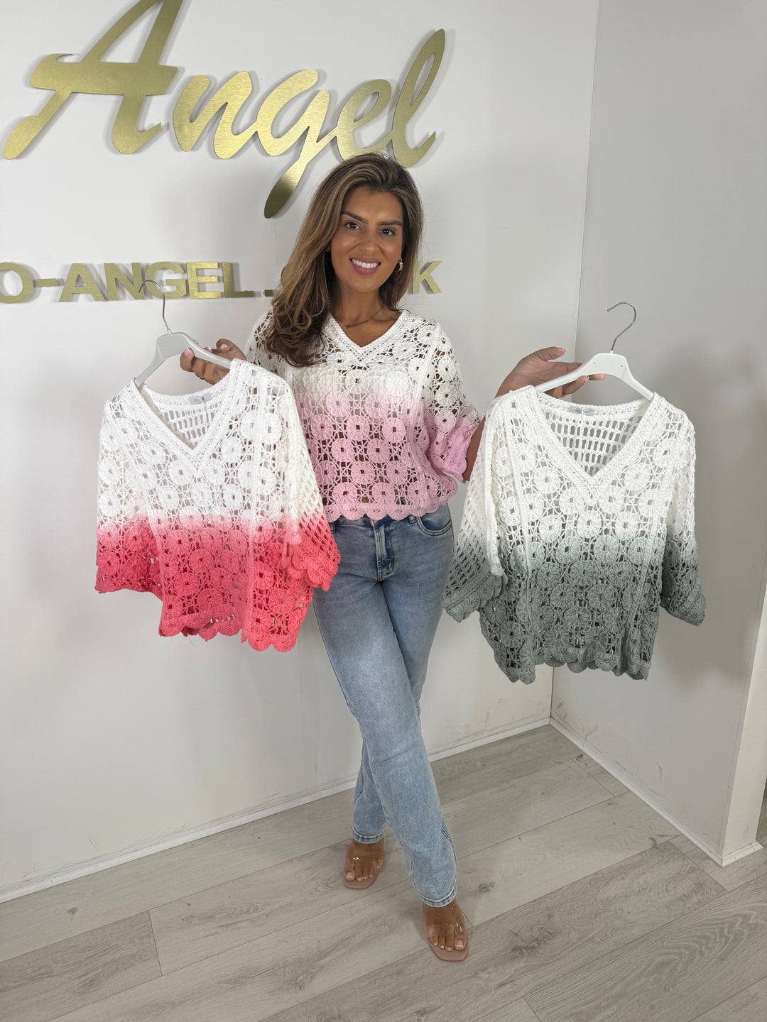 Ombre Crochet V-Neck Top (3 Colours)
