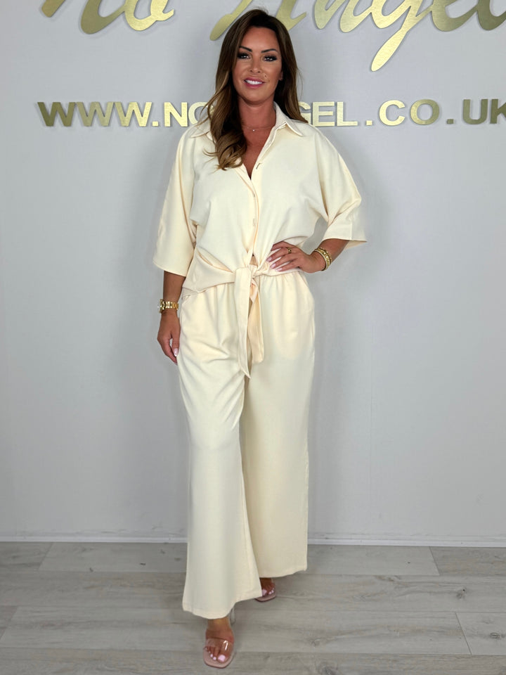 Tie Up Shirt Silver Ring Back Detail Co-ord (5 Colours)