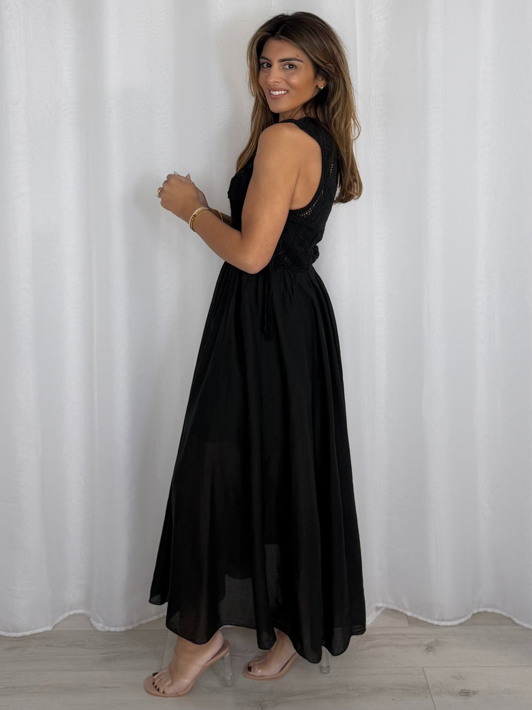 Crochet Sleeveless Side Tie Dress (5 Colours)