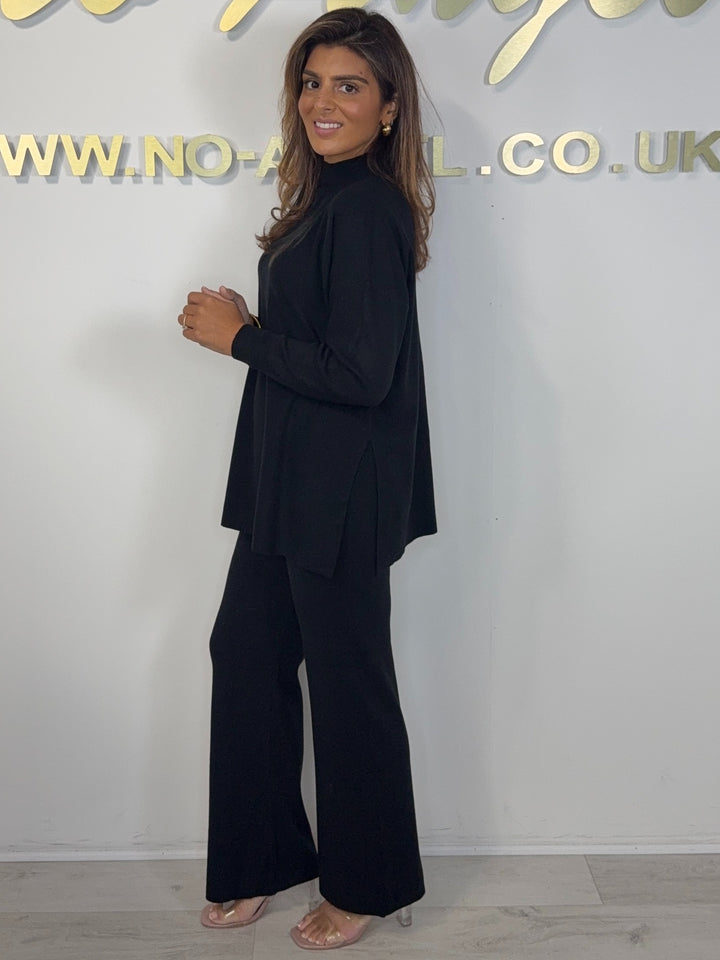 Soft Knit High Neck Side Split Jumper & Trouser Co-Ord (4 Colours)