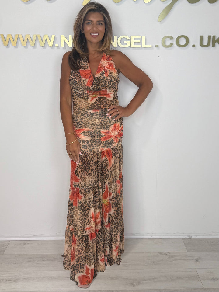Cowl , Halter Neck Top & Maxi Skirt Co-ord (2 Colours)