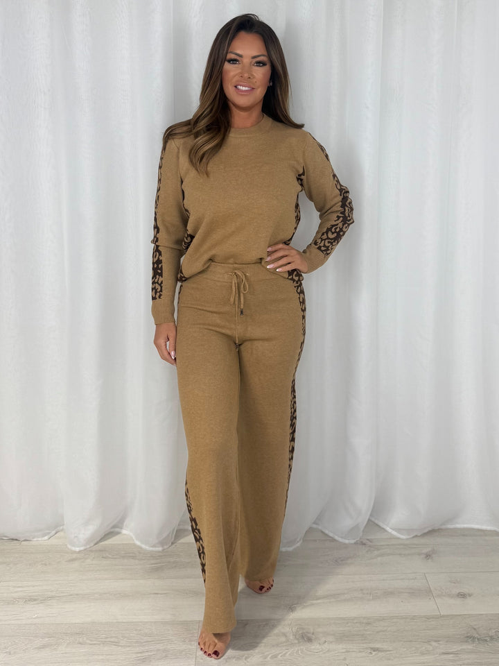Leopard Print Soft Knit Trouser Co-Ord (5 Colours)