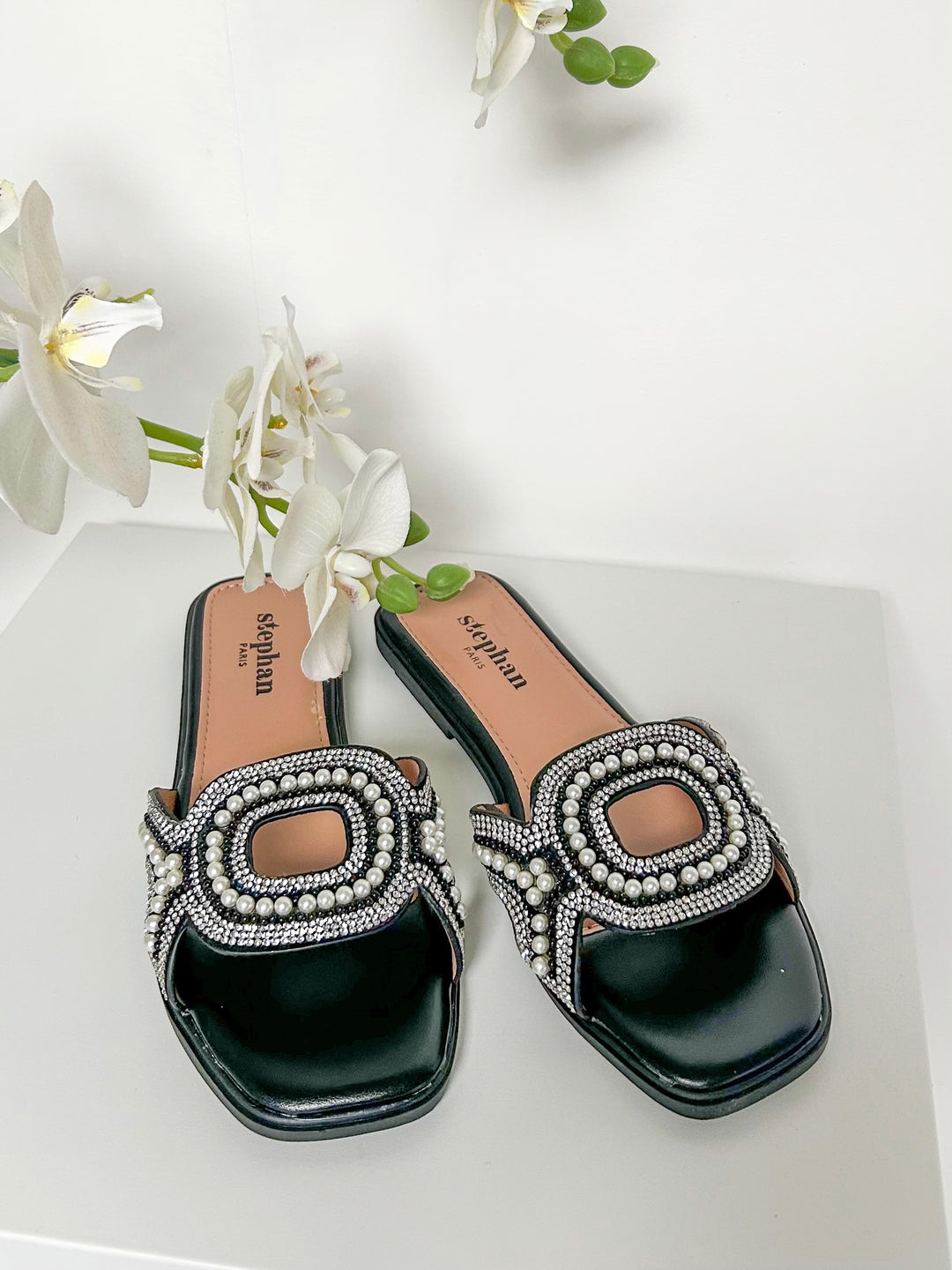 Jewel & Pearl Detail Sandals (3 Colours)