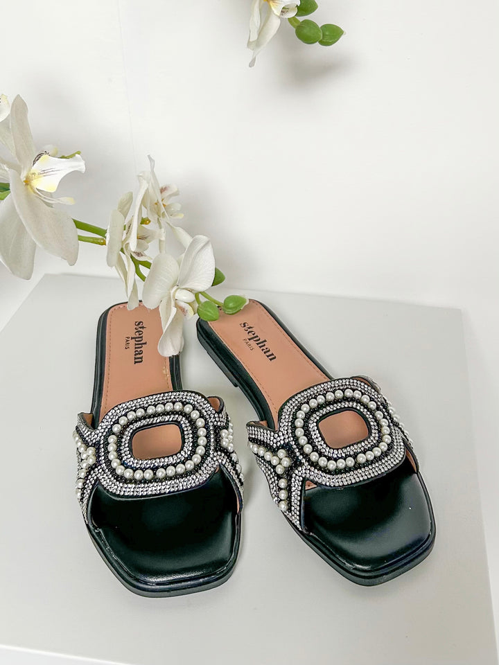 Jewel & Pearl Detail Sandals (3 Colours)