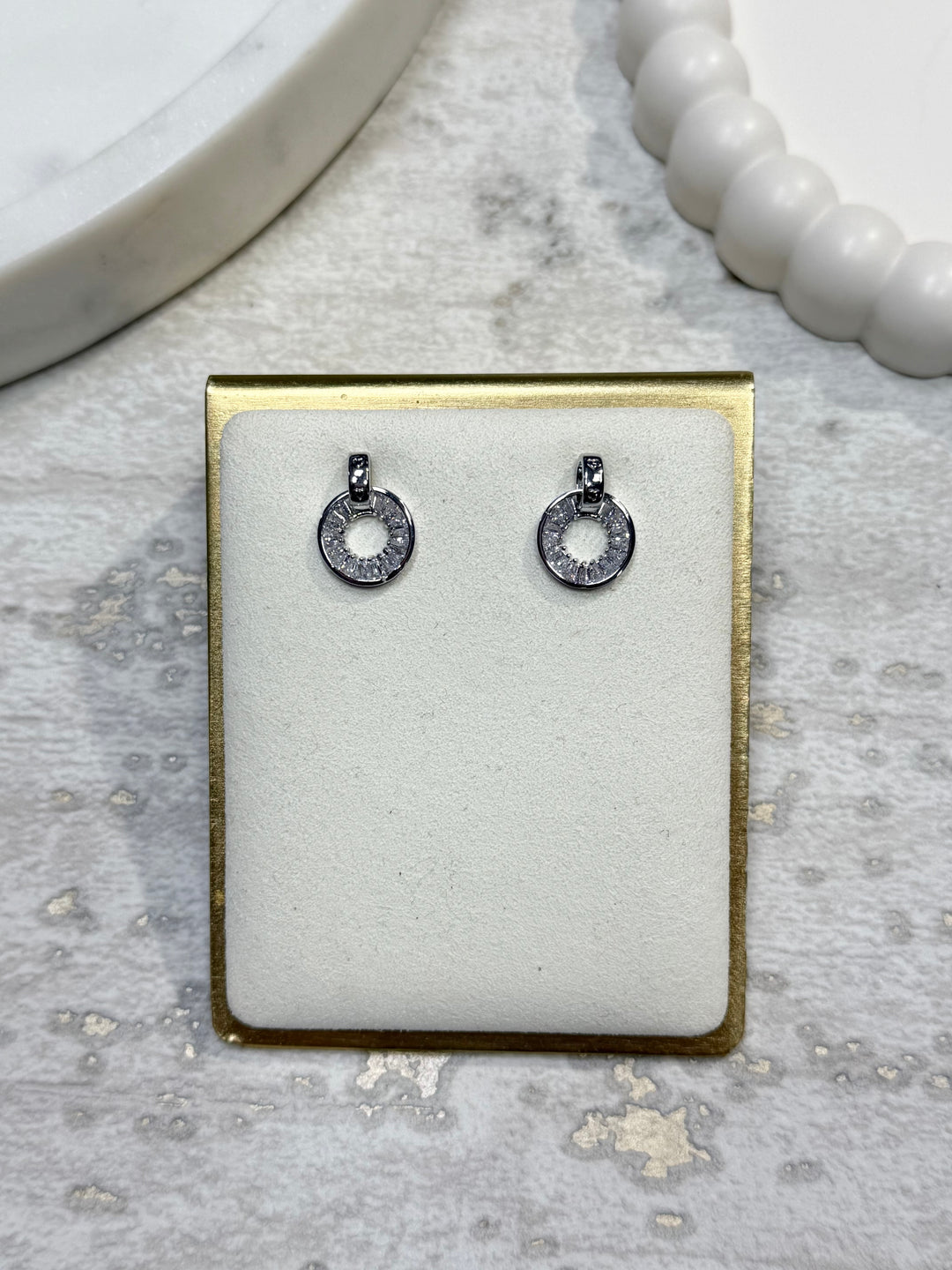 Silver Hanging Baguette Hoop Earring (2 Colours)