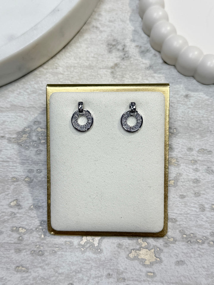 Silver Hanging Baguette Hoop Earring (2 Colours)