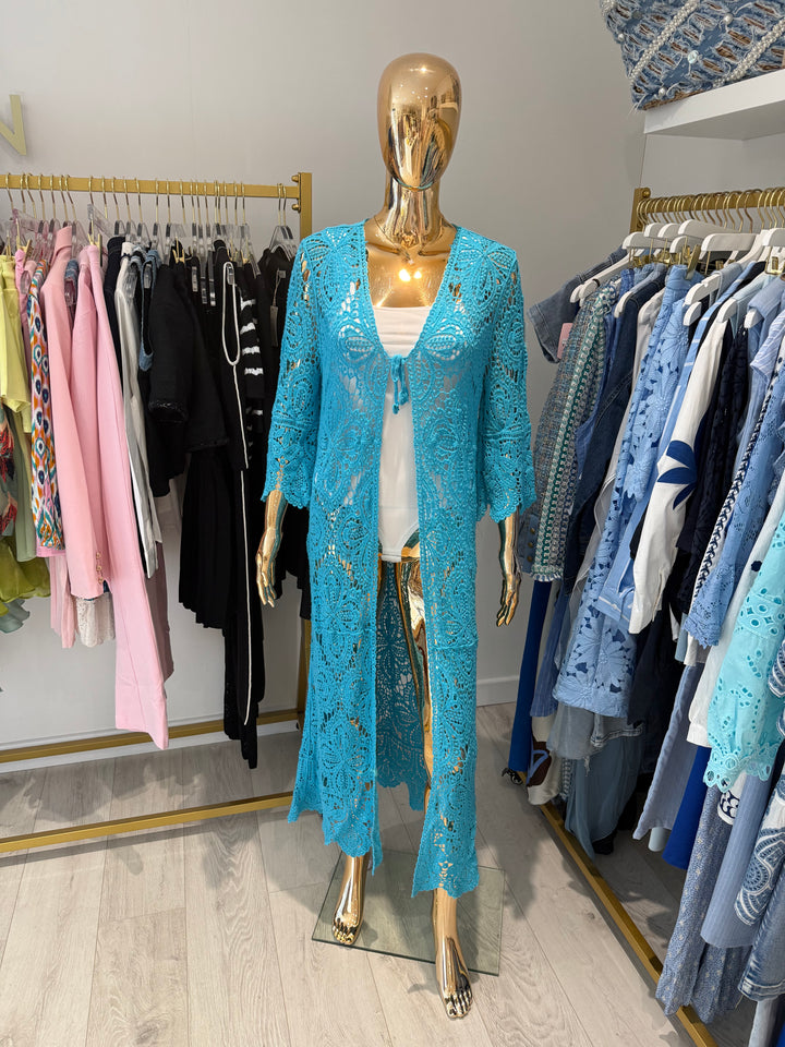 Crochet Longline Tie Front Kaftan (6 Colours)