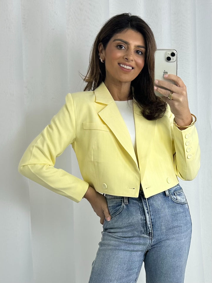 Yellow Cropped Blazer