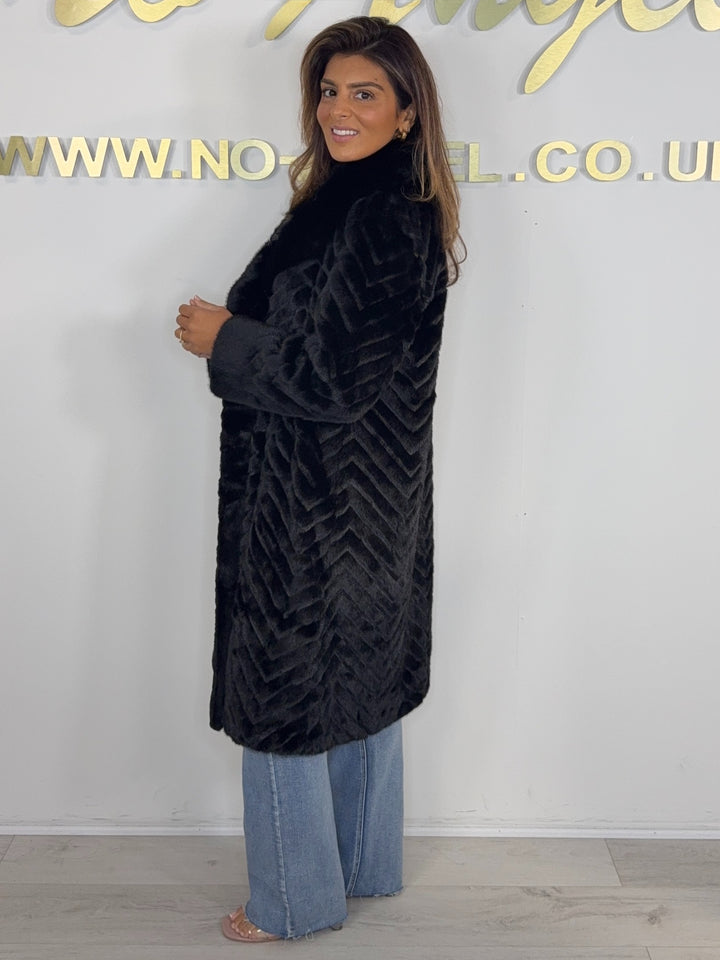 Herringbone Double Breasted Collared Longline Coat (5 Colours)
