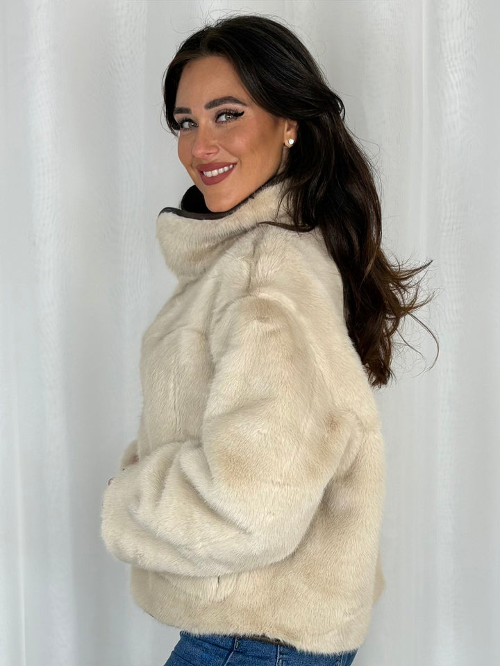 Reversible Faux Suede And Faux Fur Jacket