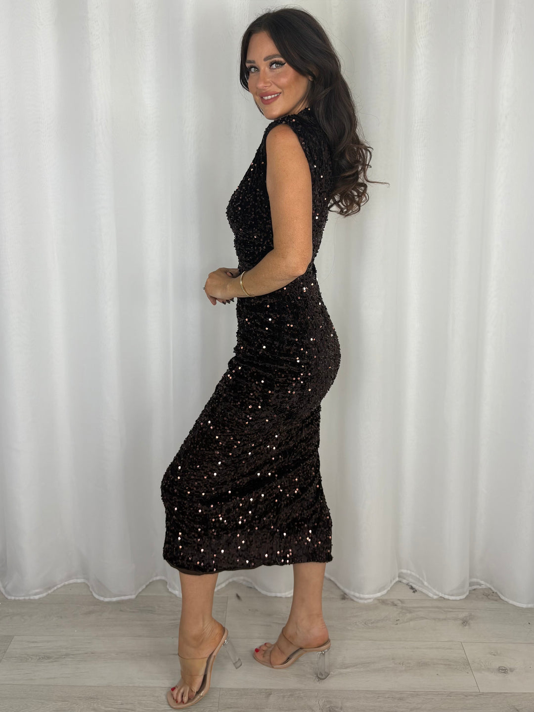 All Over Sequin Sleeveless Midi Dress (2 Colours)