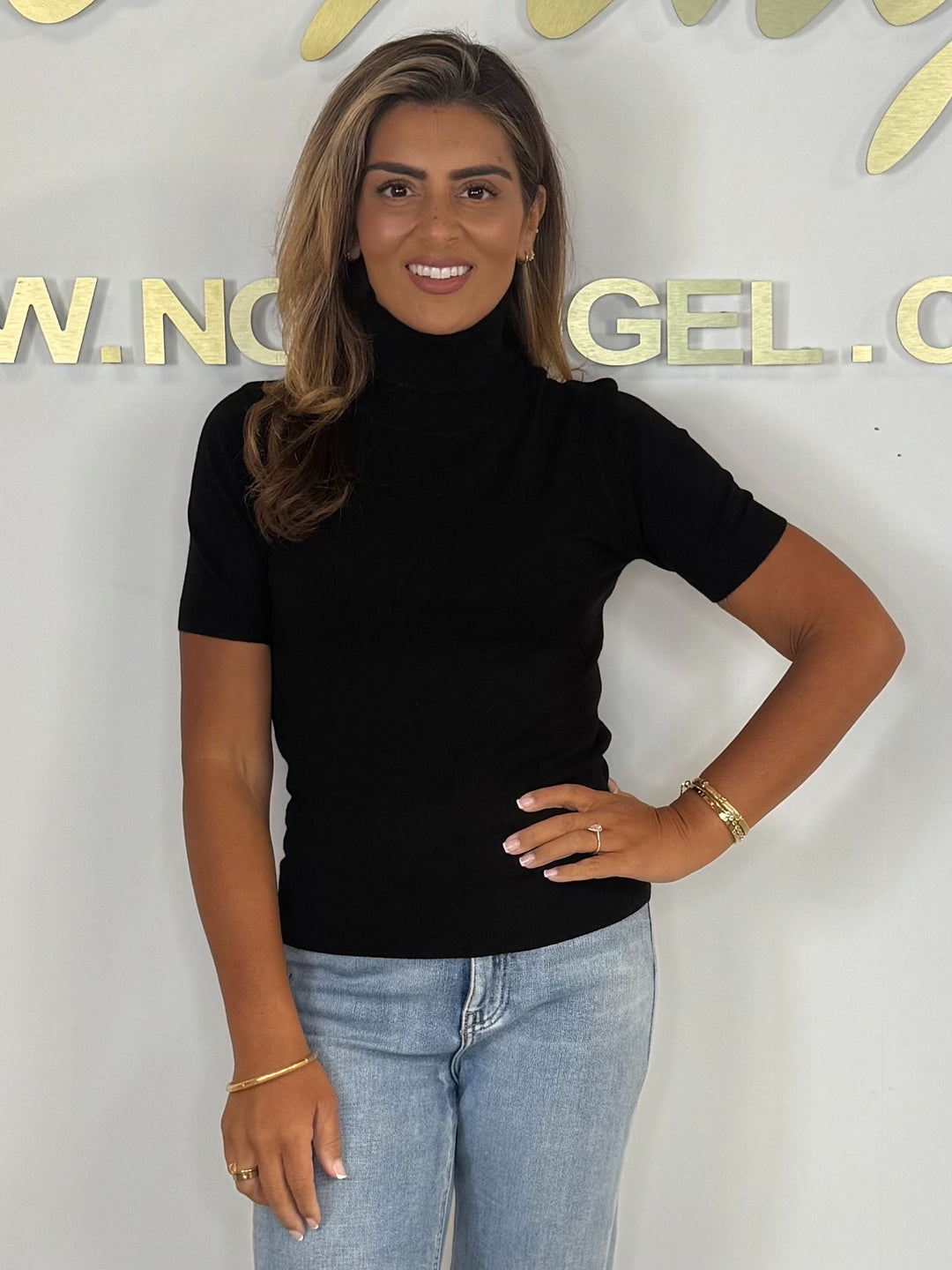 Soft Knit Short Sleeve Roll Neck Top (3 Colours)