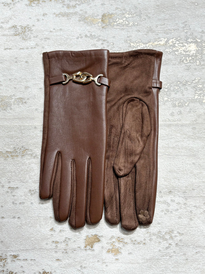 Plain Faux Leather Gold Buckle Glove (5 Colours)