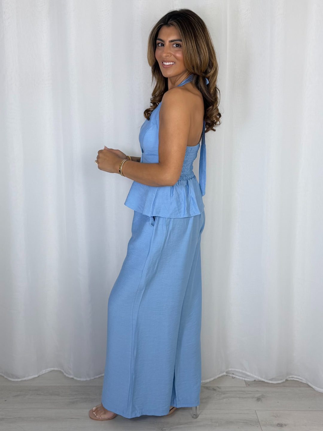 Halter Neck Gold Buckle Top & Trouser Co-Ord (8 Colours)