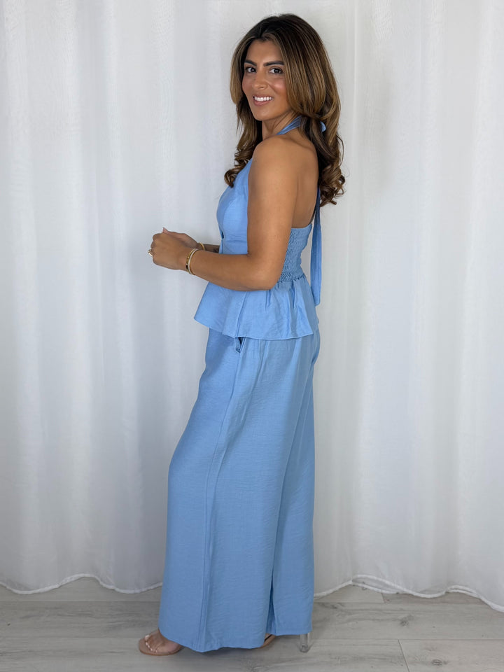 Halter Neck Gold Buckle Top & Trouser Co-Ord (8 Colours)