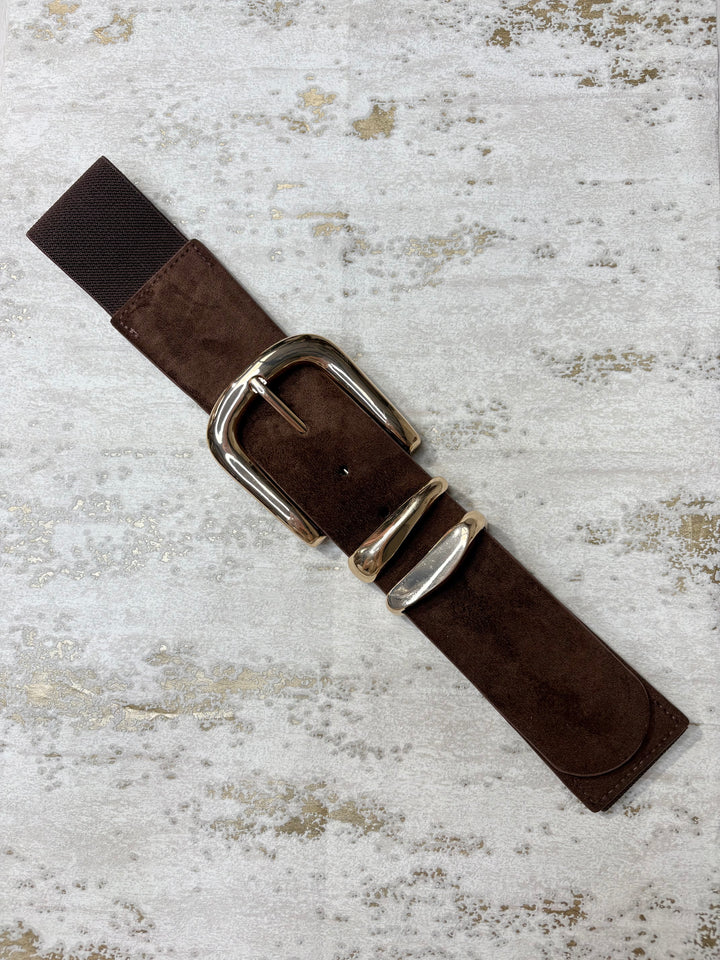 Double Link Suedette Stretch Belt (4 Colours)