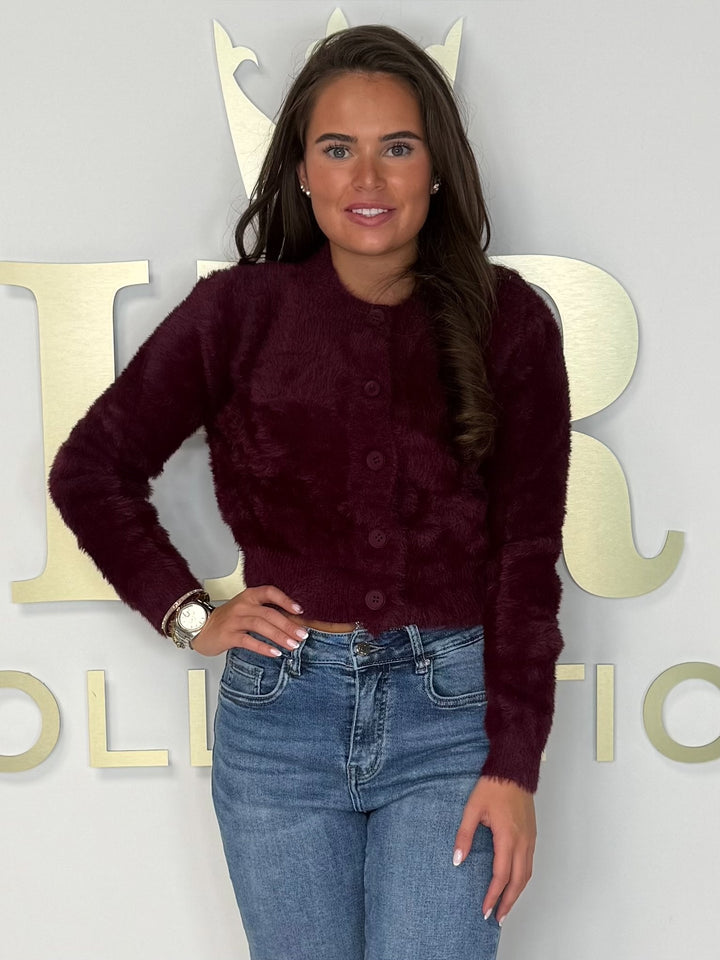 Fluffy Button Up Round Neck Cardigan (5 Colours)