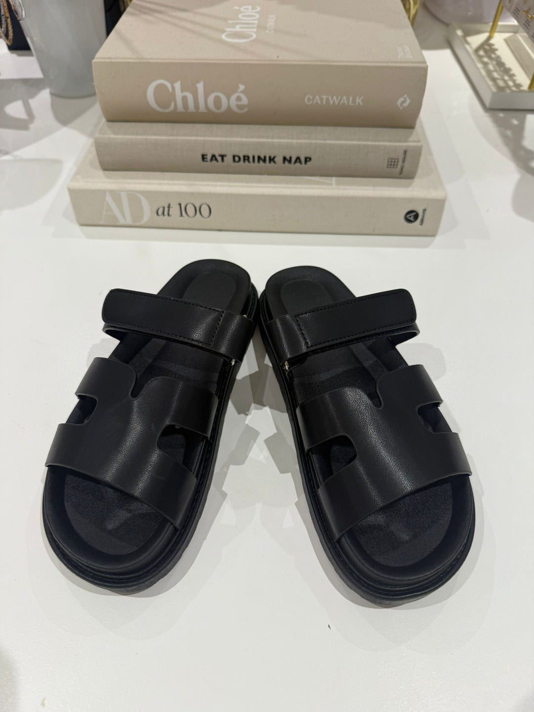 Faux Leather Double Strap Sandal