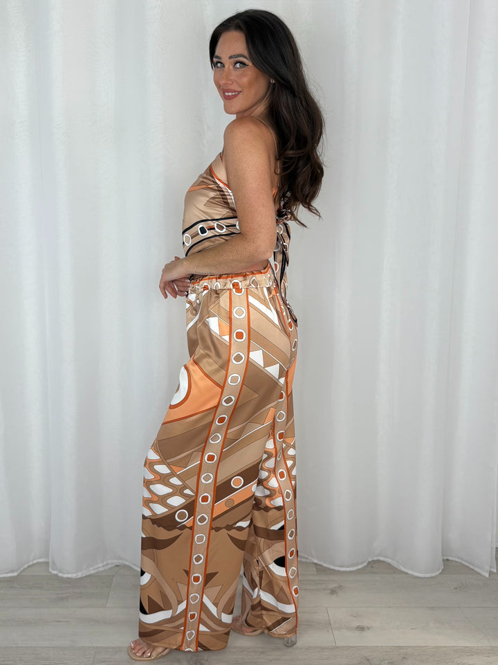 Circle Print Handkerchief Top And Trouser Co-Ord (4 Colours)