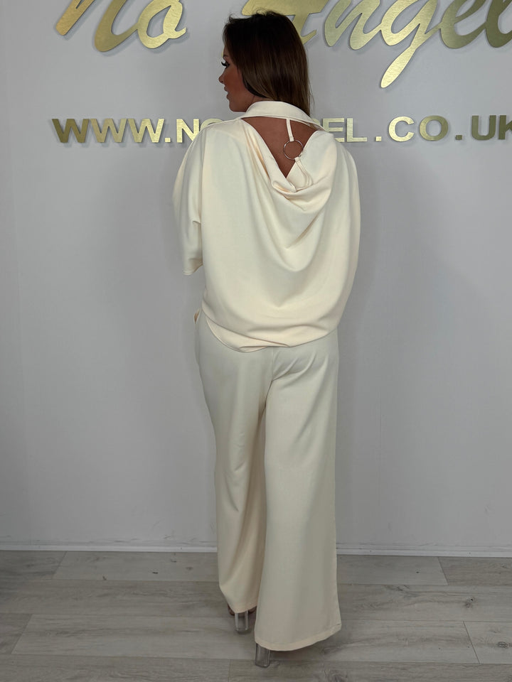 Tie Up Shirt Silver Ring Back Detail Co-ord (5 Colours)